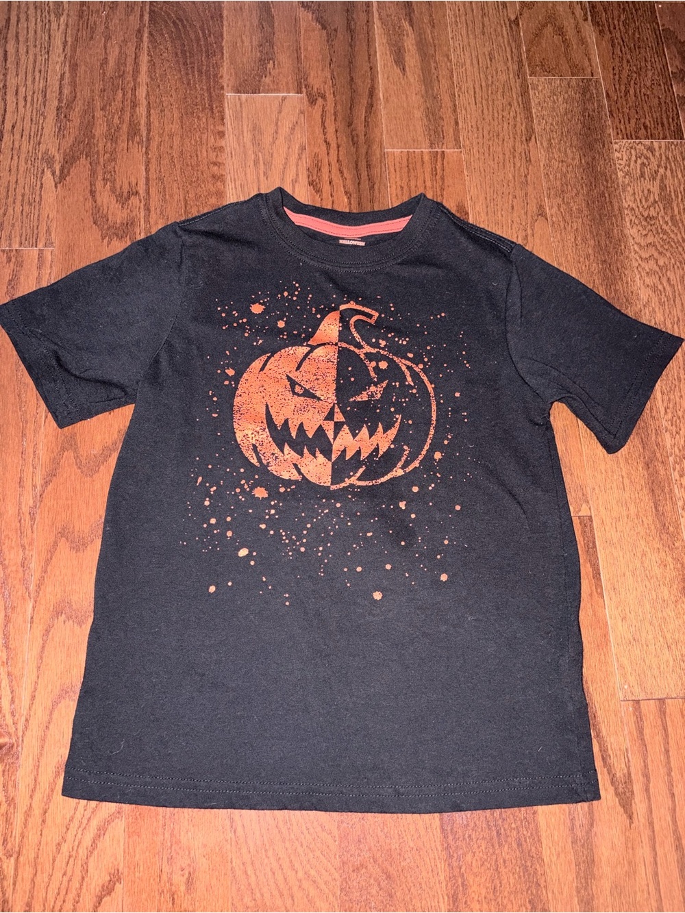 Kids Unisex Black Halloween Pumpkin Graphic Tee Sz 8/10